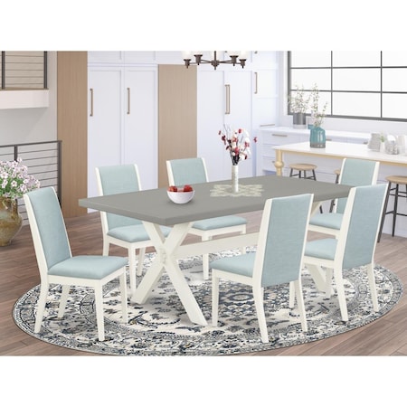 East West Furniture 7 Piece X-Style Modern Kitchen Table Set - Linen White X097LA015-7